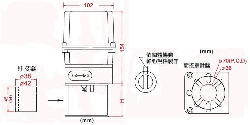 UM-2系列电动执行器尺寸图